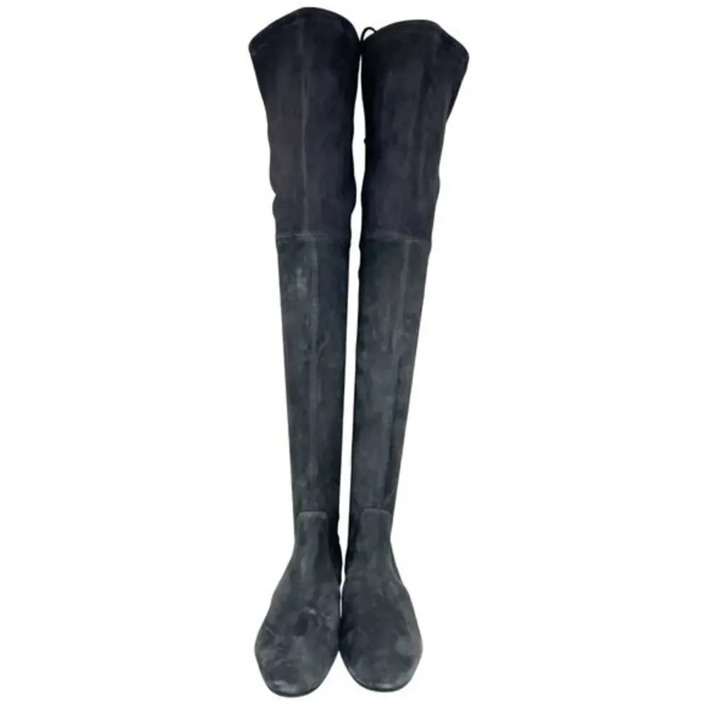 Stuart Weitzman Women's Low Land Over The‎ Knee Boots Black Suede Size 7B